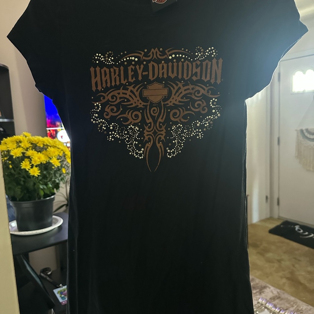 Harley-Davidson Black and Gold Graphic Tee